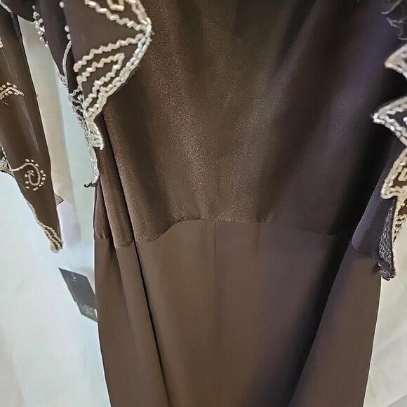 J Kara Beaded Formal Dress women’s‎ Boho Romantic Chocolate 12 Popover Gown NWT - Picture 15 of 16